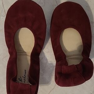 Chic Burgundy Suede Ballet Flats